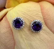 Amethyst & Diamond Halo Stud Earrings — ROGERS & CO. fine jewelry and design: Missoula, MT: Jewelry Store, Engagement Rings, Chalet Jewelers