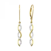 10K Yellow Gold 1/7cttw Diamond Dangle Earrings