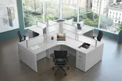 6'x6' 4 Person Frosted Acrylic Borders Workstation