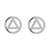 10mm AA Alcoholics Anonymous Sobriety Charm Post Back Earrings  in Sterling Silver