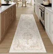2 ft. x 8 ft. Jane Eyre Beige Vintage Medallion Distressed Runner Rug