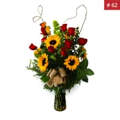 12 Roses with Sunflowers
