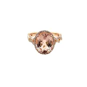 14KR Large Oval Morganite & Diamond Fashion Ring