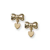14KY Baby Bow & Heart Earrings