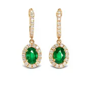 14k 2.31ctw Oval Emerald and Diamond Drop Earrings