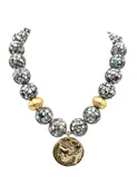 Abalone Bead Coin Pendant Necklace