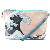 Hokusai "Wave" Crossbody Bag - 6.5" x 10" coated canvas, Vegan