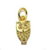 14K Small Owl Yellow Gold Pendant Charm