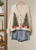 Christmas Tree Embroidered Sweater