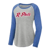 108 Stitches Women's R-Phils Raglan Royal/Grey Long Sleeve