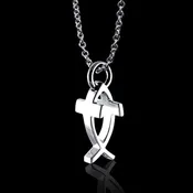 Cross and Fish Necklace, Women Cross necklace.