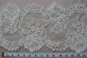 Alencon French Lace Trim, Large Rose Flower/Leaf Trim, 9″ wide