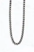 12 mm Long Brush Silver Beaded Necklace