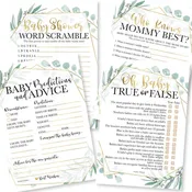 40 Baby Shower Games for Guests – Predictions & Advice Cards, Word Scramble, Who Knows Mommy Best – Different Themes for Boys & Girls