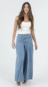 B3794-ASIS ACID WASH BUTTON FRONT WIDE LEG PANTS