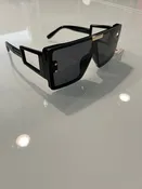 Black Square Gold Bar Studded Glasses