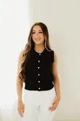 Black Cropped Sleeveless Vest