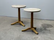Pair of Travertine Top Side Tables by Edward Wormley for Dunbar — sputnik modern