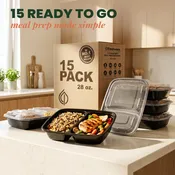 2-Compartment Meal Prep Containers | 28oz (15, 50, 150-Pack)