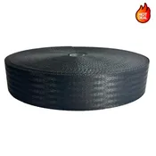 2” Polyester 12-Panel BLACK Seatbelt Webbing