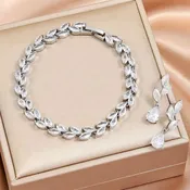 Brooklyn - CZ Bridal Bracelet and Earrings Set - Silver, Gold & Rose Gold