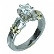 .075 Round Cut Center Stone with Baguettes on the sides