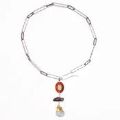 Eternal Flame: carnelian + presiolite mosaic wrap bracelet/necklace