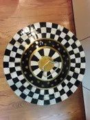 10 Gallon Black & Cream Check W/Gold Dragging, Gold Band