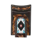 3D Belt Company Brown Hand Tooled Floral Money Clip D250011102