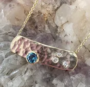 London Blue Topaz and Diamond Hammered Pendant