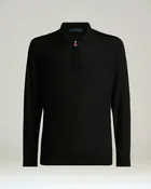 BLACK ULTRAFINE WOOL ZIP POLO