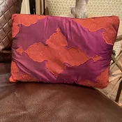 (1/2) Magenta & Red Silk Lumbar Pillow