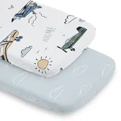 Airplane Green and Blue Collection 2 Pack Baby Bassinet Fitted Sheets