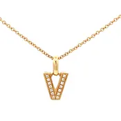 0.04 White Diamond Round 14K Yellow Gold Necklace Length 18