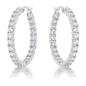 Abella Round CZ Eternity Hoop Earrings | 1.5 in