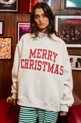 BucketList 'Merry Christmas & Santa's Favorite' Reversible Mock Neck Sweatshirt in Ash Grey