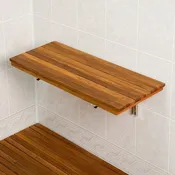 24" Teak Wall Mount Fold Down Shower Bench Seat