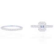 1/3 CT Center Emerald Diamond Engagement Ring with Halo & Band