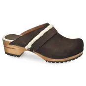 Hirse Women's Wood Clog in Dark Brown