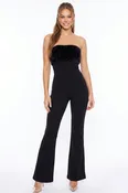 IB2225JP - FAUX FUR TUBETOP JUMPSUIT