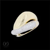 14K TWO TONE DIAMOND CONTEMPORARY RING