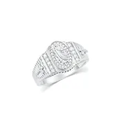 Rhodium 925 Silver Men's Moissanite Saint Jude Ring