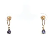 Alexandrite Diamond Accent Gold Drop Earrings