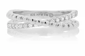 Beaded textured cross-over ring