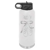 32oz Custom Water Bottle Tumbler Dancer Ballerina Shoes + Custom Name
