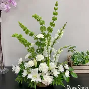 All-white flowers in a basket