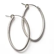 Southern Gates: 30mm sterling silver oval textured hoop earrings