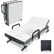 Adult Folding Guest Bed with Mattress and 6 Position Adjustable Backrest (400 Lbs Weight Capacity)