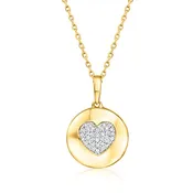 .10 ct. t.w. Diamond Heart Disc Pendant Necklace in 18kt Gold Over Sterling