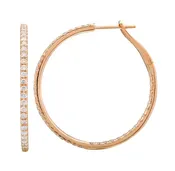 14k Rose Gold 34mm Inside Out Diamond Hoop Earrings 1.40ctw